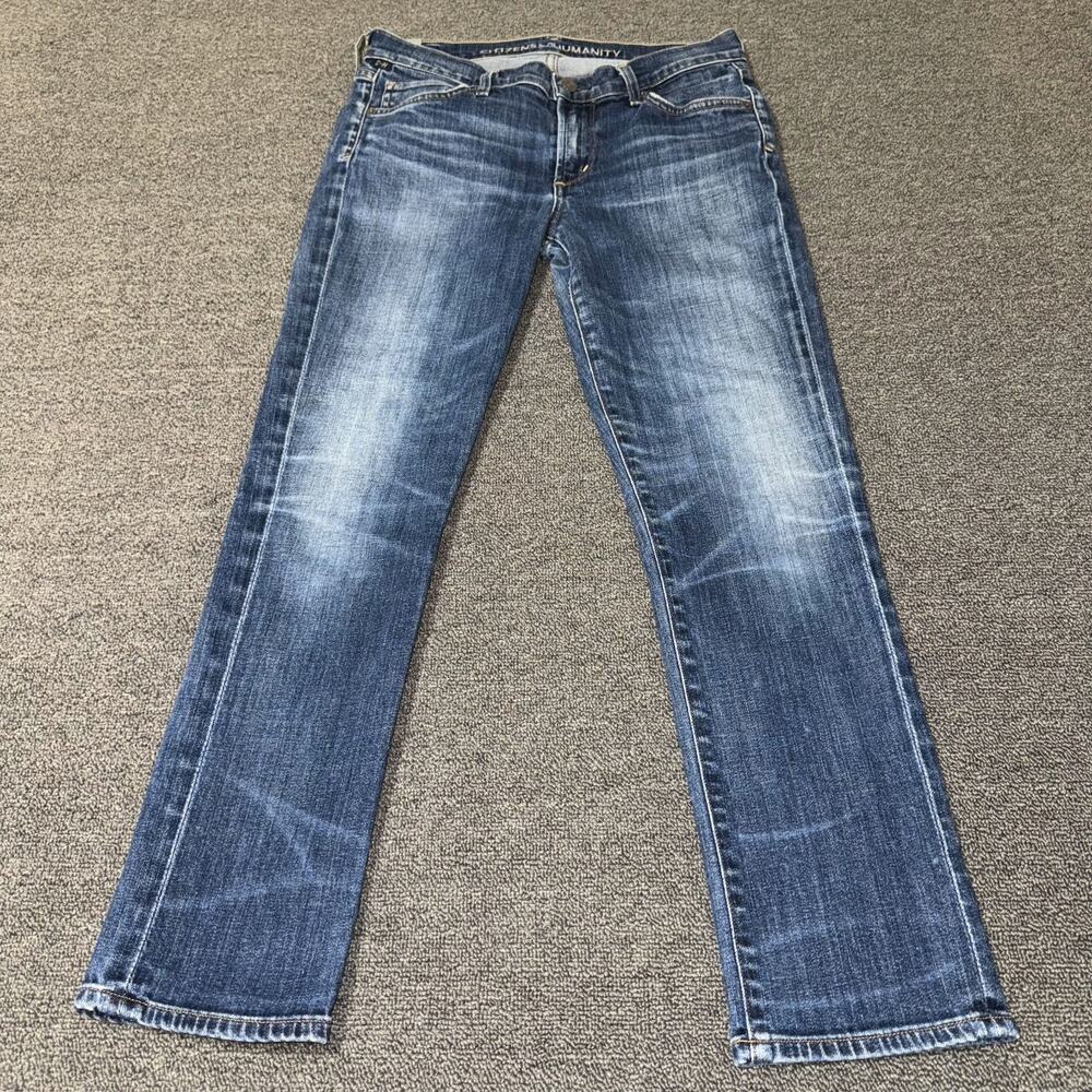 Citizens of Humanity Phoebe Slim Straight Crop Jeans Womens 28W Blue Denim